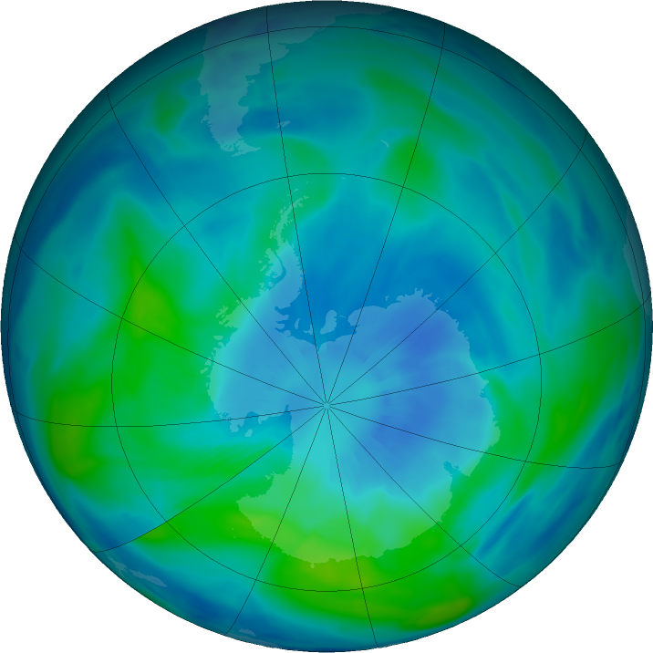 Antarctic ozone map for 25 March 2017